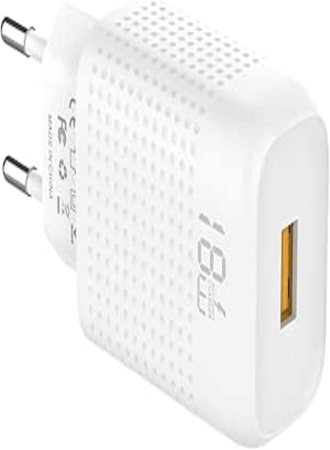G-Power GP-C43 18W GaN Quick Charger with USB-A to USB-C Cable, Compatible with iPhone 15/16/17 Series, Pixel, Samsung Galaxy, Xiaomi and iPads - White